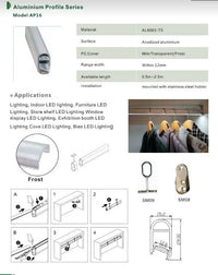 Paquete de 10 rieles colgantes de armario ovalados de aluminio AP16F Accesorio de barra de armario con luz LED