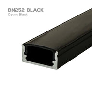 BN252 Rectangular Surface Mounted 8 ft Aluminum Channel 10 Pack for 0.43" LED Strip Light Cover with End Caps - Black with Black Cover