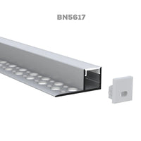 BN5617 Surface Mount 8 ft Aluminum Channel 10 Pack LED Strip Light Cover End Caps