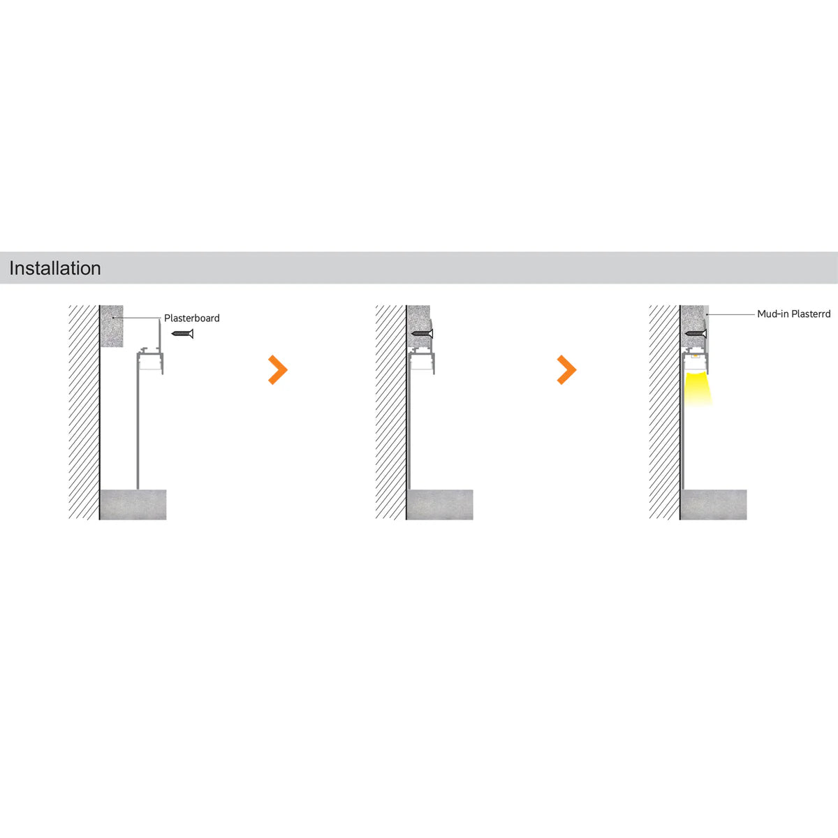 Led Recessed Baseboard BN5619 Plaster In Baseboard 8 ft Architectural Wall Recessed Aluminum