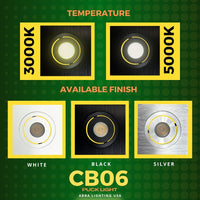 Outdoor Landscape Lighting LED 12V Low Voltage CB06 4x/8x/12x Package 1.5W DC12V Low Voltage Dimmable Recessed Square Cast Aluminum LED Puck Light Cabinet Downlighting 3000K or 5000K