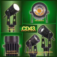 Outdoor Landscape Lighting LED 12V Low Voltage CD43 4x/8x/12x Package 5W 12V Low Voltage Waterproof LED Landscape Narrow Beam Directional Outdoor Aluminum Spotlight