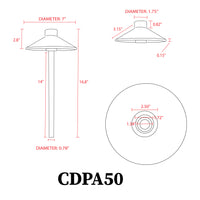 CDPA50 3W 12V Sombrero liso Integrado LED Luz de camino de bajo voltaje