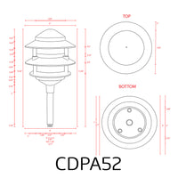 CDPA52 3W 12V AC/DC Iluminación de paisaje de bajo voltaje de aluminio Luz de camino de pagoda de 3 niveles