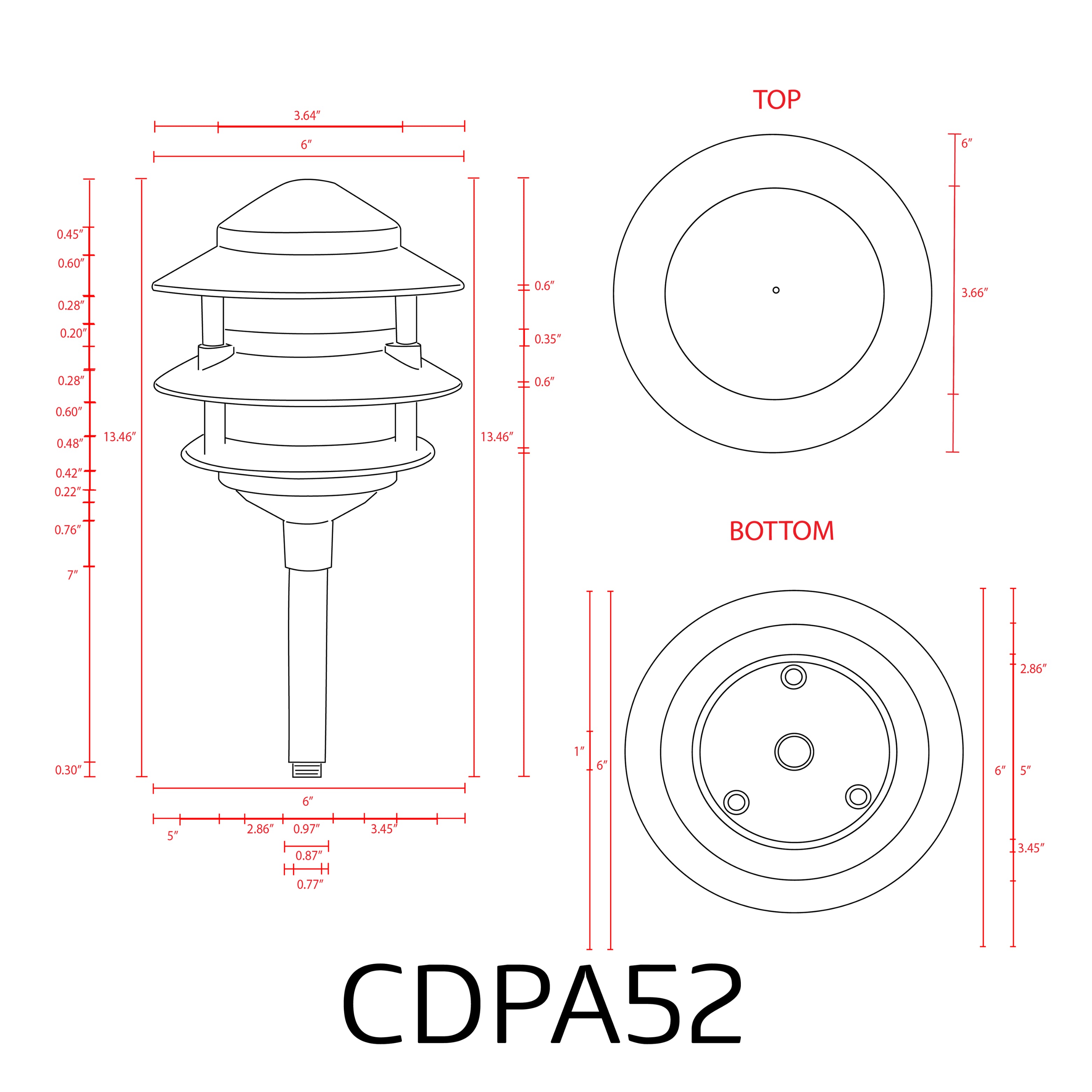 12V AC/DC Aluminum 3 Tier Pagoda Path Light