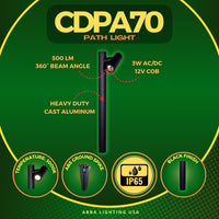 Outdoor Landscape Lighting LED 12V Low Voltage CDPA70 3W 3000K Warm White Integrated LED Adjustable Directional Aluminum Bollard Path Light 12V Low Voltage Outdoor Landscape Lighting