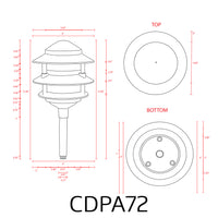 CDPA72 Black 12V AC/DC Aluminum Low Voltage Landscape Lighting 3 Tier Pagoda Path Light