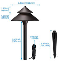 CDPA77 3W 12V-24V AC/DC Low Voltage Two-Tier Mushroom Hat 5CCT Integrated LED Aluminum Path Light