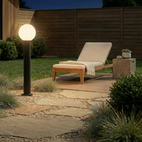 Outdoor Landscape Lighting LED 12V Low Voltage CPLA16 120V Line Voltage E26 Socket 60W Modern Outside Bollard Light with Opal Glass Globe