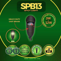 Outdoor Landscape Lighting LED 12V Low Voltage SPB13 3W-12W Adjustable LED 12V Low Voltage Outdoor Landscape Lighting Bullet Style Brass Spotlight