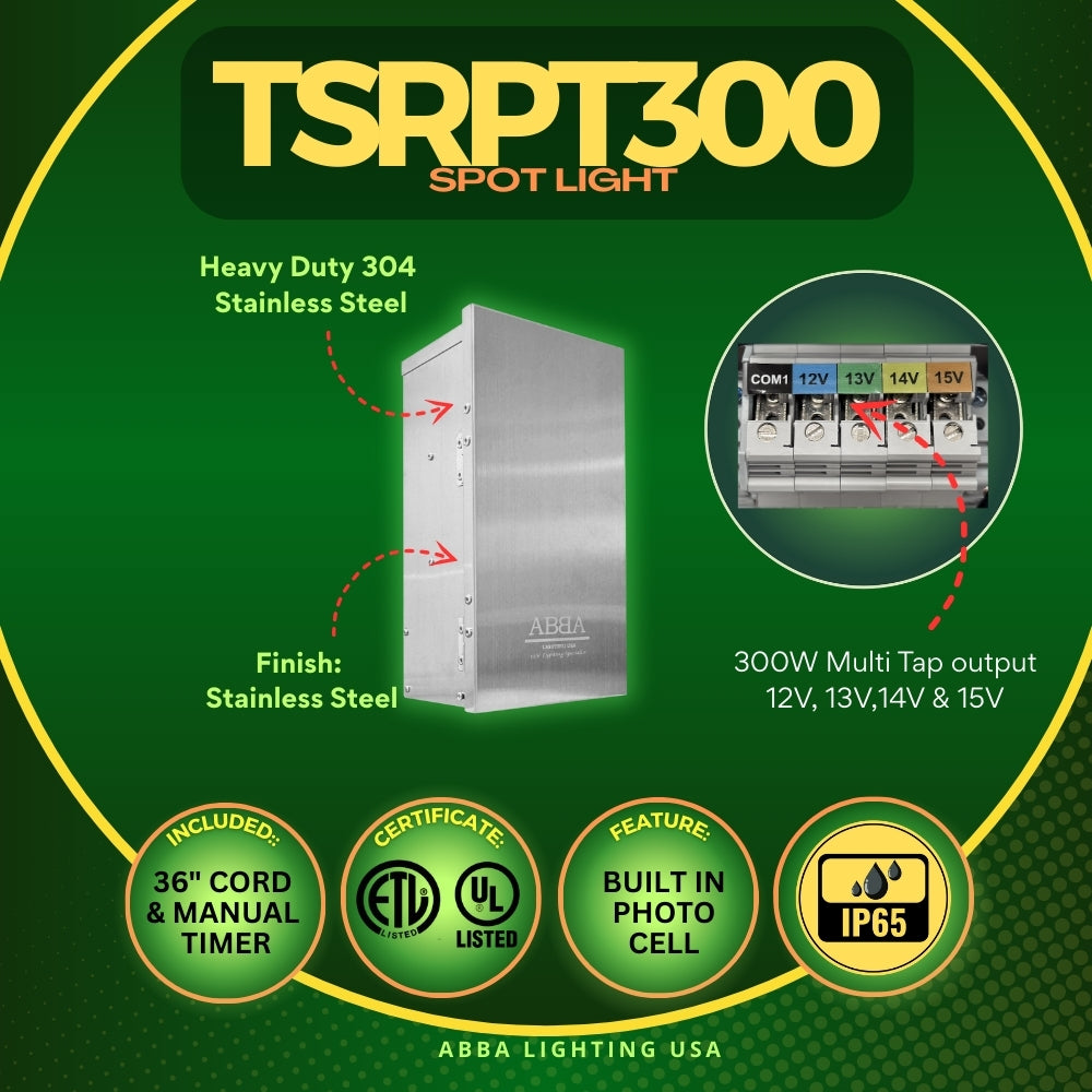 TSRPT300 300W Multi Tap Low Voltage Transformer Photocell Timer