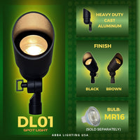 Outdoor Landscape Lighting LED 12V Low Voltage DL01 20 Pack 12V Low Voltage Directional LED Outdoor Aluminum Spotlight 3W 3000K Bulb