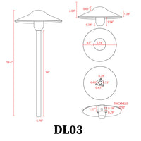 DL03 12V AC/DC Aluminum Low Voltage Landscape Lighting Mushroom Path Light