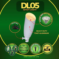 Outdoor Landscape Lighting LED 12V Low Voltage DL05 4x/8x/12x Package 12V Low Voltage LED Smooth Bullet Directional Outdoor Aluminum Spotlight with 3W 3000K Bulb