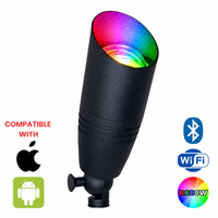 Outdoor Landscape Lighting LED 12V Low Voltage DL05R 8W RGBCW Cast Aluminum 12V AC/DC Low Voltage Integrated LED Smooth Bullet Directional Outdoor Spotlight IP65