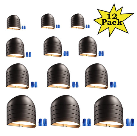 DLA01 12-Pack Black 2.5W Low Voltage LED Outdoor Half Moon Deck Lights  Package, 12V LED Step Fence Landscape Lights