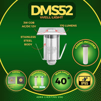 Outdoor Landscape Lighting LED 12V Low Voltage DMS52 4x/8x/12x Package 3W COB 12V Low Voltage LED Square Top Stainless Steel Waterproof In-Ground Landscape Well Light 3000K/5000K