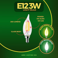 Outdoor Landscape Lighting LED 12V Low Voltage E12 3W LED Filament Candelabra Shape Dimmable Energy Saving 12V Low Voltage Light Bulb