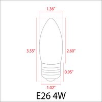 E26 4W LED Filament Edison Bulbs Dimmable Energy Saving Light Bulb