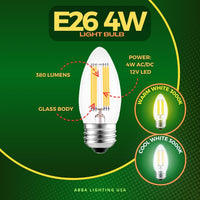 Outdoor Landscape Lighting LED 12V Low Voltage E26 4W LED Filament Edison Bulbs Dimmable Energy Saving 12V Low Voltage Light Bulb