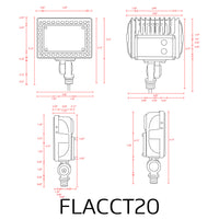 FLACCT20 Low Voltage Adjustable CCT and Wattage 5W-20W Outdoor LED Landscape Lighting Flood Light