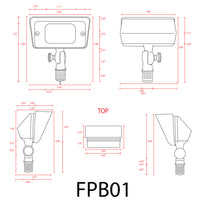 FPB01 Brass Rectangular LED Directional Flood Light Adjustable Lighting