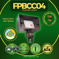 Outdoor Landscape Lighting LED 12V Low Voltage FPBCC04 4x/8x/12x Package Cast Brass 3CCT Adjustable 2W-7W Rectangular Built-In LED Floodlight 12V Low Voltage Fixture