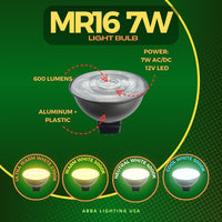 Outdoor Landscape Lighting LED 12V Low Voltage MR16 7W 12V Low Voltage Black LED Bulbs Dimmable Energy Saving Waterproof Light CE & RoHS Certified