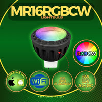 Outdoor Landscape Lighting LED 12V Low Voltage MR16 RGBCW Smart Wi-Fi 6W 12V Low Voltage LED Bulbs 40° Dimmable Energy Saving Waterproof Light CE & RoHS Certified with Antenna