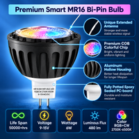 Outdoor Landscape Lighting LED 12V Low Voltage RGBCW MR16 6W Smart WIFI Bluetooth Control LED Light Bulb 2 and 6 Pack, Energy Saving RGBCW Color Changing 2700K-6500K 12V Outdoor LED Bulb Compatible with Alexa and Google Assistant