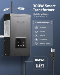 TMW3Z 120W/200W/300W AC Digital Smart Wi-Fi 2.4Ghz 12V/14V 3-Zone Independent Outputs, Low Voltage Metal Outdoor Transformer with Photocell & Timer