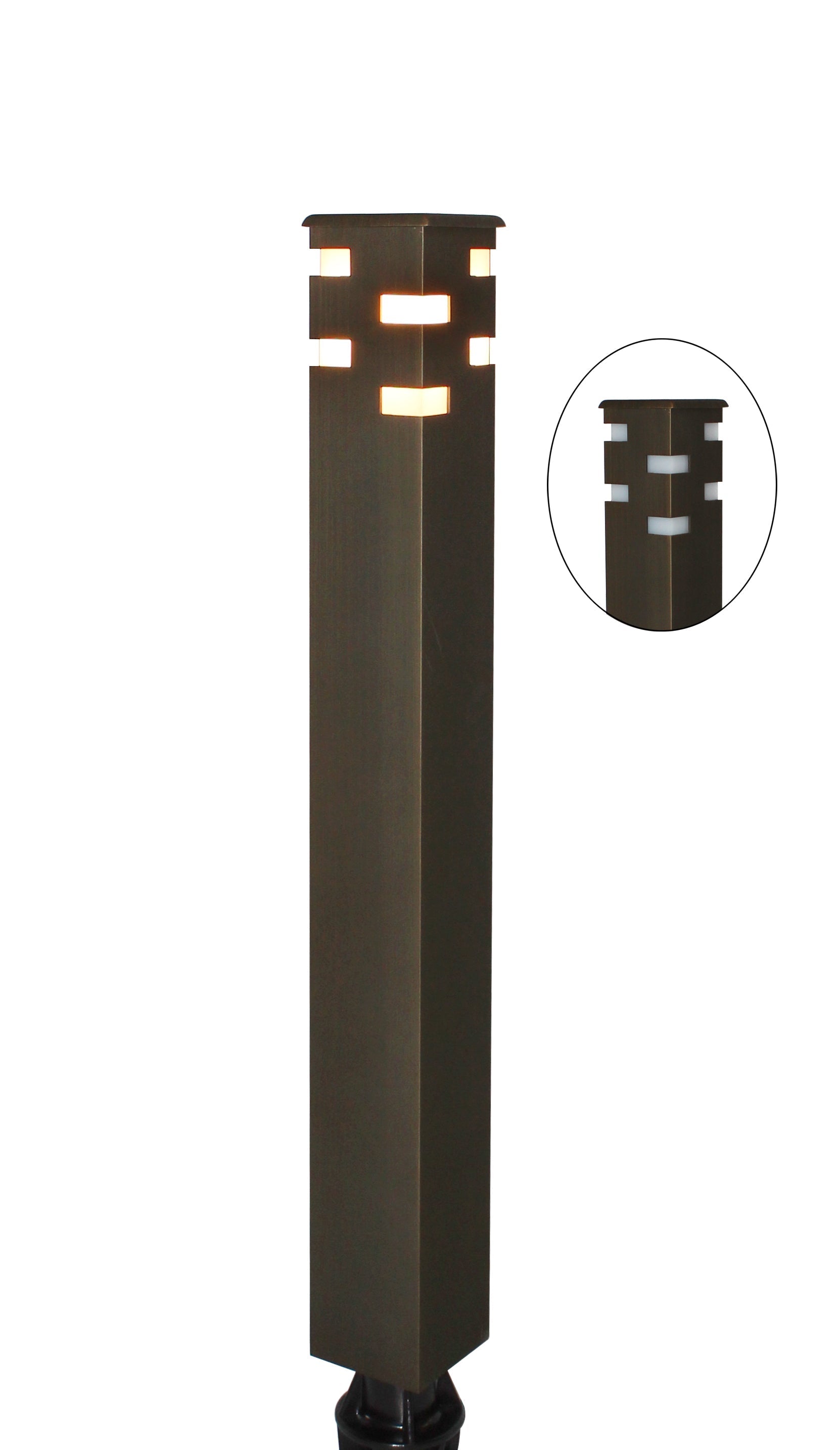 Stacked 2-Pack Cast Brass G4 12V Low Voltage Bollard Path Light Outdoor Landscape Lighting