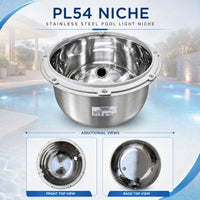 PL54 Stainless Steel Pool Light Niche | Recessed Housing for Underwater Pool Lighting