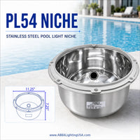 PL54 Stainless Steel Pool Light Niche | Recessed Housing for Underwater Pool Lighting