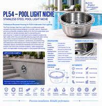 PL54 Stainless Steel Pool Light Niche | Recessed Housing for Underwater Pool Lighting