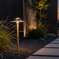 Outdoor Landscape Lighting LED 12V Low Voltage PLB04 Cast Brass Two Tier Brass LED 12V Pagoda Low Voltage Pathway Light G4 Socket