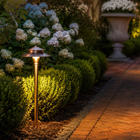 Outdoor Landscape Lighting LED 12V Low Voltage PLB04 Cast Brass Two Tier Brass LED 12V Pagoda Low Voltage Pathway Light G4 Socket