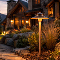 Outdoor Landscape Lighting LED 12V Low Voltage PLB04 Cast Brass Two Tier Brass LED 12V Pagoda Low Voltage Pathway Light G4 Socket
