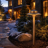 Outdoor Landscape Lighting LED 12V Low Voltage PLB04 Cast Brass Two Tier Brass LED 12V Pagoda Low Voltage Pathway Light G4 Socket