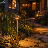 Outdoor Landscape Lighting LED 12V Low Voltage PLB04 Cast Brass Two Tier Brass LED 12V Pagoda Low Voltage Pathway Light G4 Socket