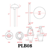 PLB08 Accesorio de iluminación para exteriores con vía de bajo voltaje y globo LED de latón