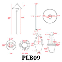 PLB09 Brass LED Cone Lamp Ready Low Voltage Pathway Outdoor Landscape Lighting Fixture