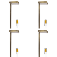 PLB20 4x/8x/12x Package Cast Brass Sqaure Top LED Low Voltage Pathway Outdoor Lighting Landscape Fixture 5W 3000K Bulb