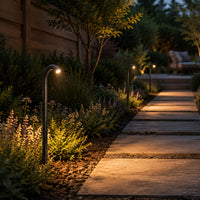 PLB21 Cast Brass 3W 3000K Warm White Integrated LED Cane Style Curved 12V Low Voltage Pathway Light