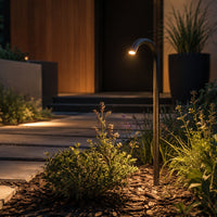 PLB21 Cast Brass 3W 3000K Warm White Integrated LED Cane Style Curved 12V Low Voltage Pathway Light