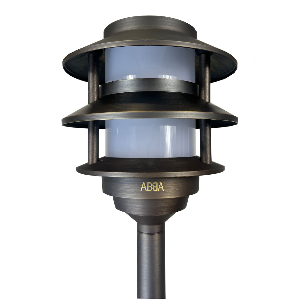 PLB22 Pagoda Cast Brass LED Low Voltage Pathway Light