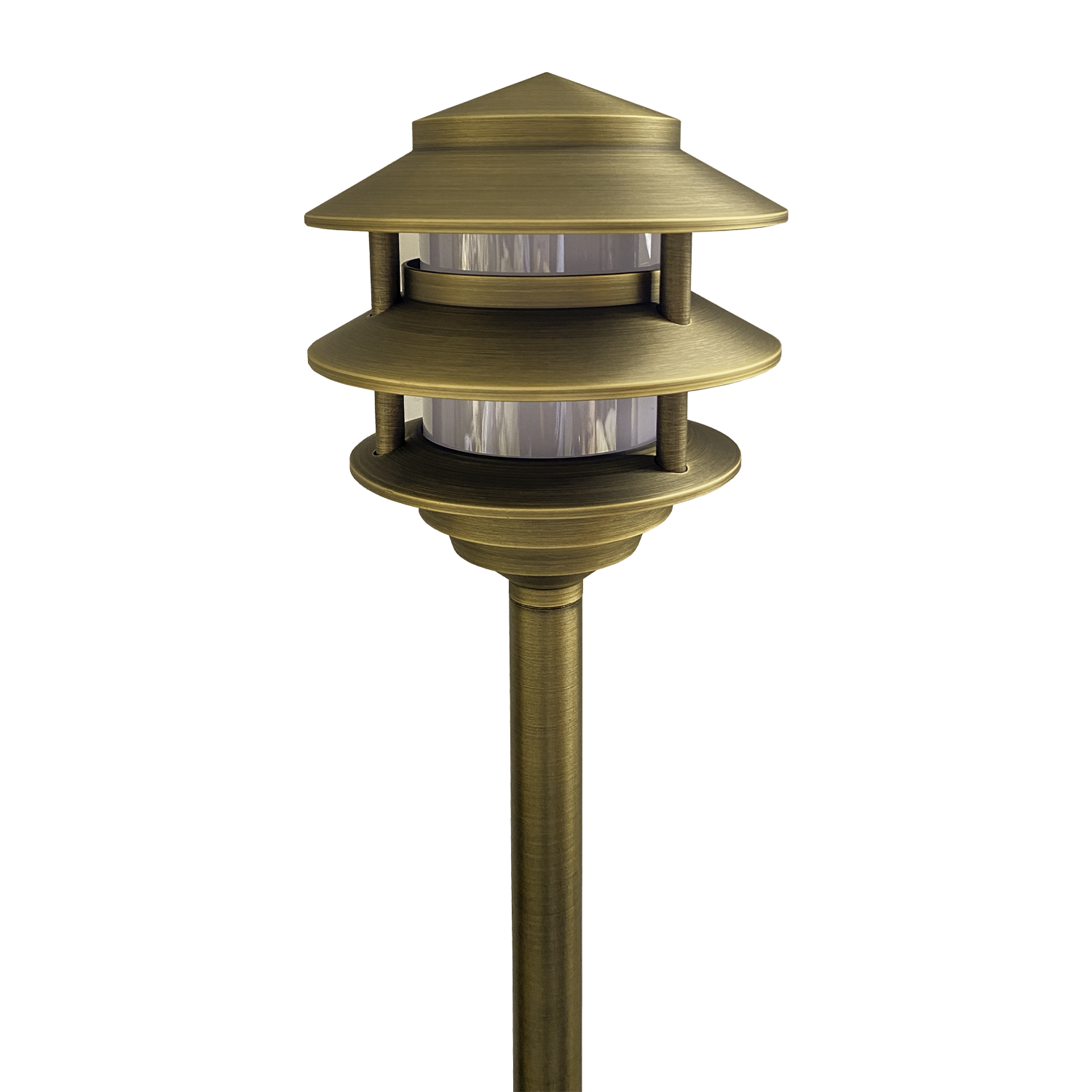 PLB22 Cast Brass Pagoda LED Low Voltage Pathway Outdoor Lighting Landscape Fixture