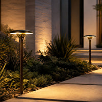 PLB28 4W 3000K Integrated LED Mushroom Hat Outdoor Garden Pathway Light | 12V Low Voltage Brass Path Light