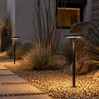 PLB28 4W 3000K Integrated LED Mushroom Hat Outdoor Garden Pathway Light | 12V Low Voltage Brass Path Light