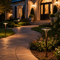 PLB28 4W 3000K Integrated LED Mushroom Hat Outdoor Garden Pathway Light | 12V Low Voltage Brass Path Light